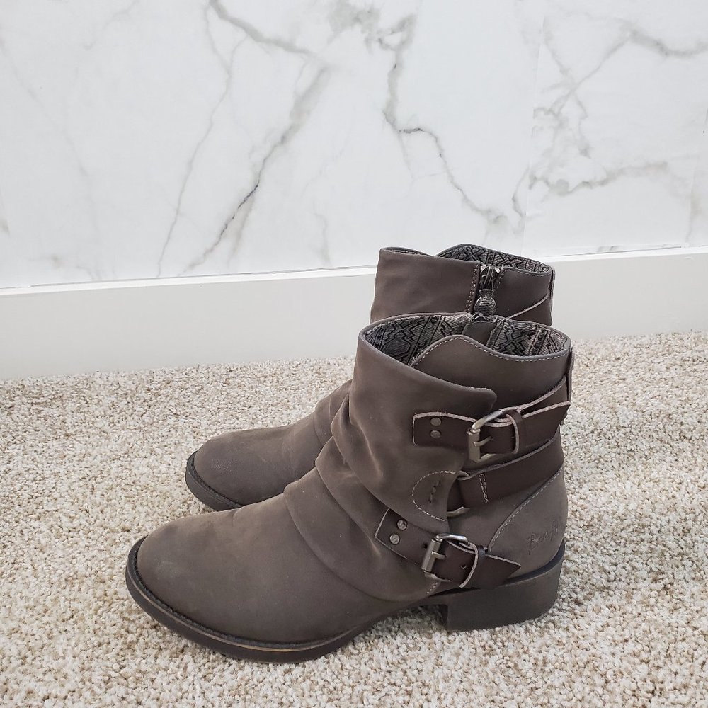 Gray Ankle Boots with Buckles